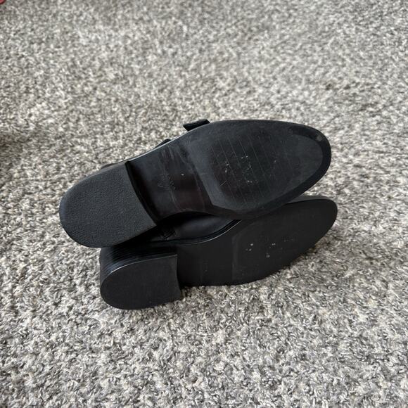 Zara Leather COMBAT Boots Black Pearl DECOR Strap Lace up Zip EU 37 US 6.5 READ - Picture 7 of 11